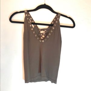 Army Green Tank Top with Silver Detailing